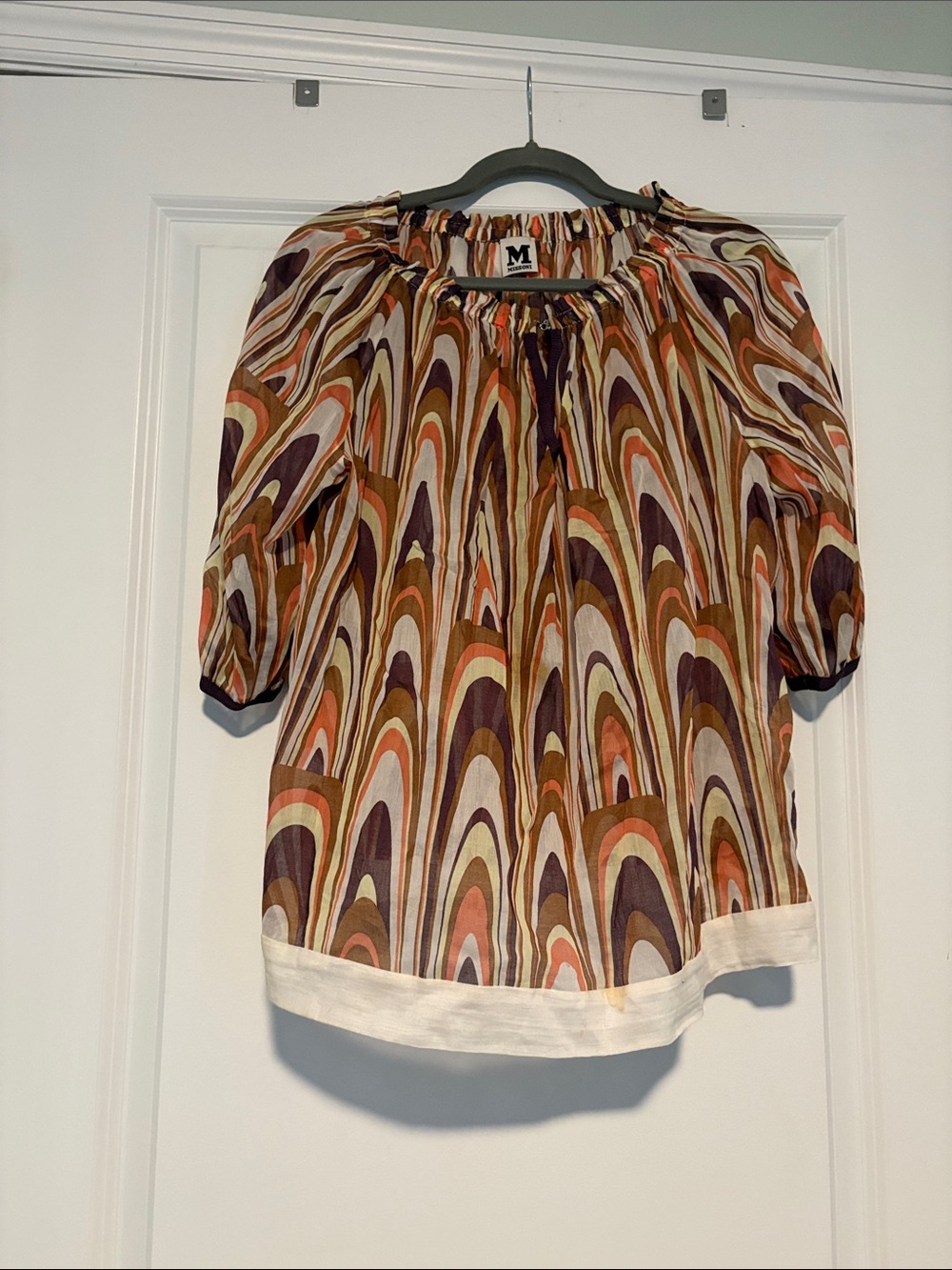 Missoni Multicolor Wave-Print Peasant Blouse